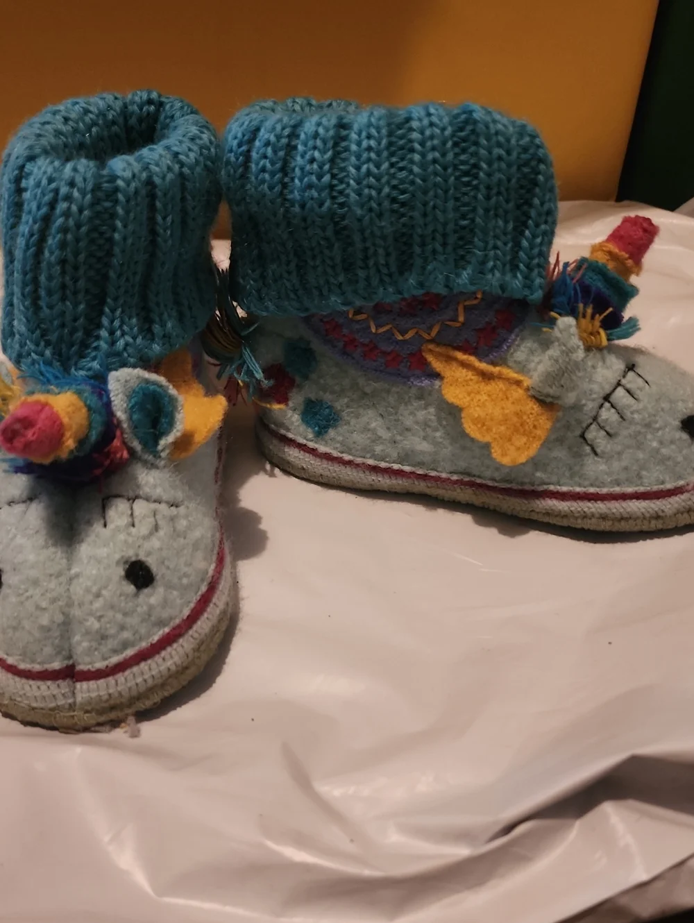 Blue Unicorn Wool Slippers - Kids Shoes